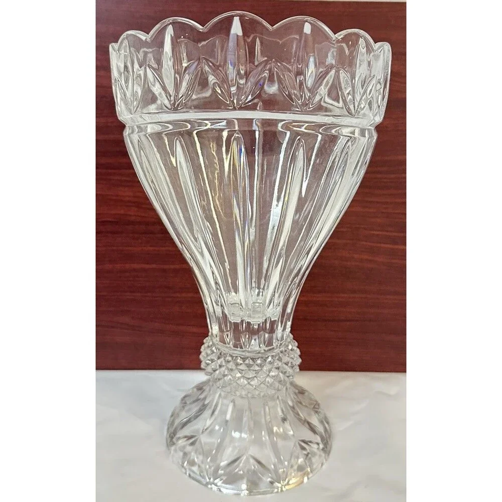 Shannon by Godinger Olympia Large 24% Lead Crystal Vase Centerpiece 11.5